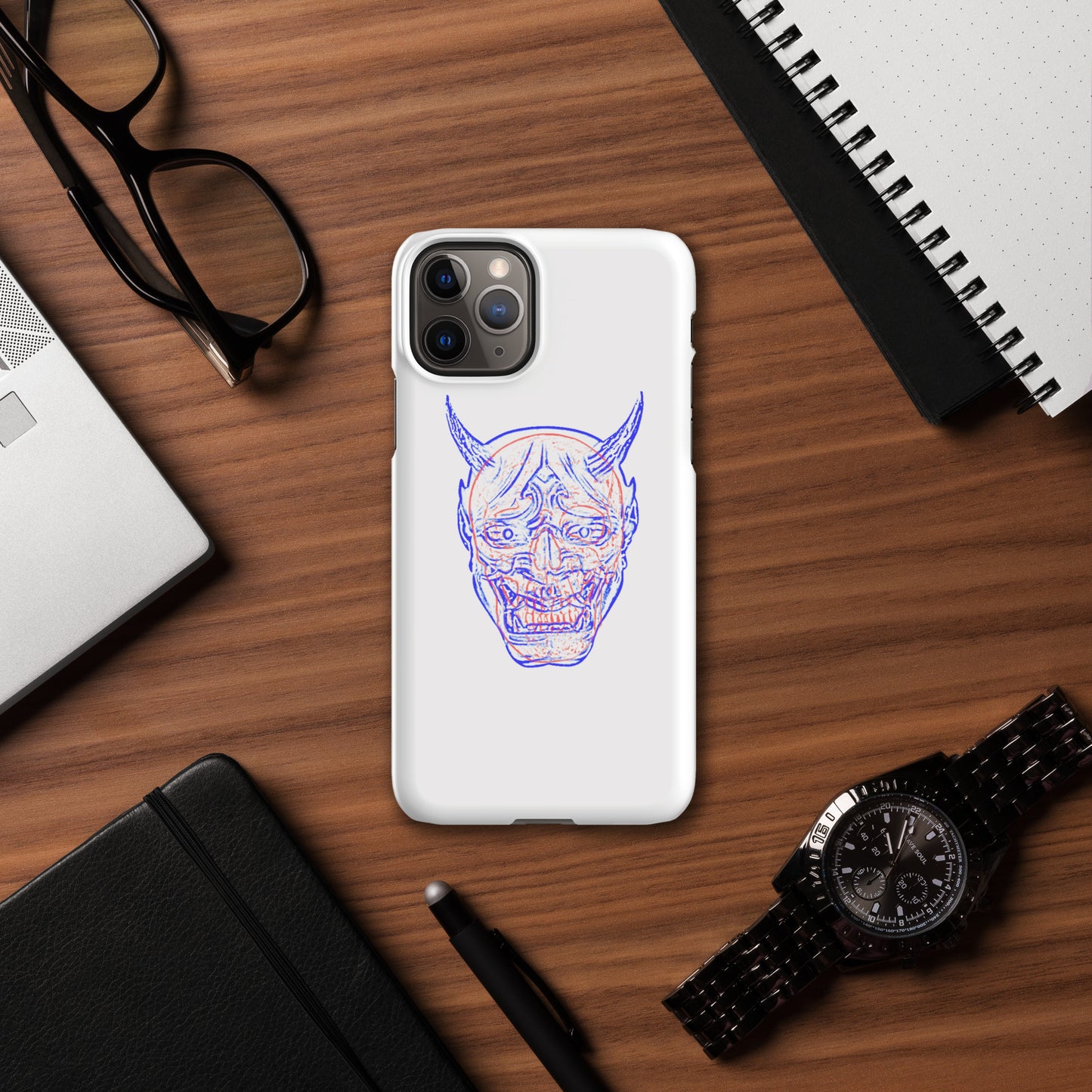 Oni Mask and Skull Phone Case - iPhone