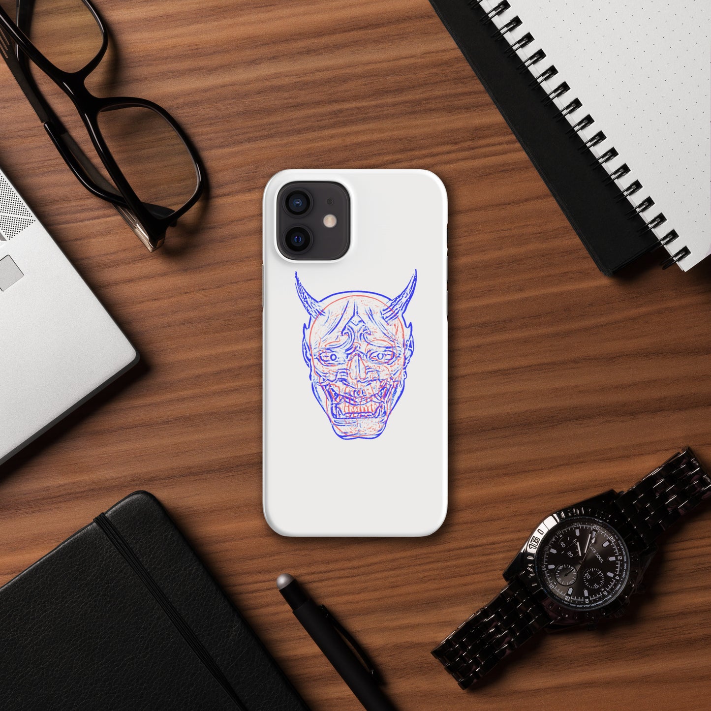 Oni Mask and Skull Phone Case - iPhone