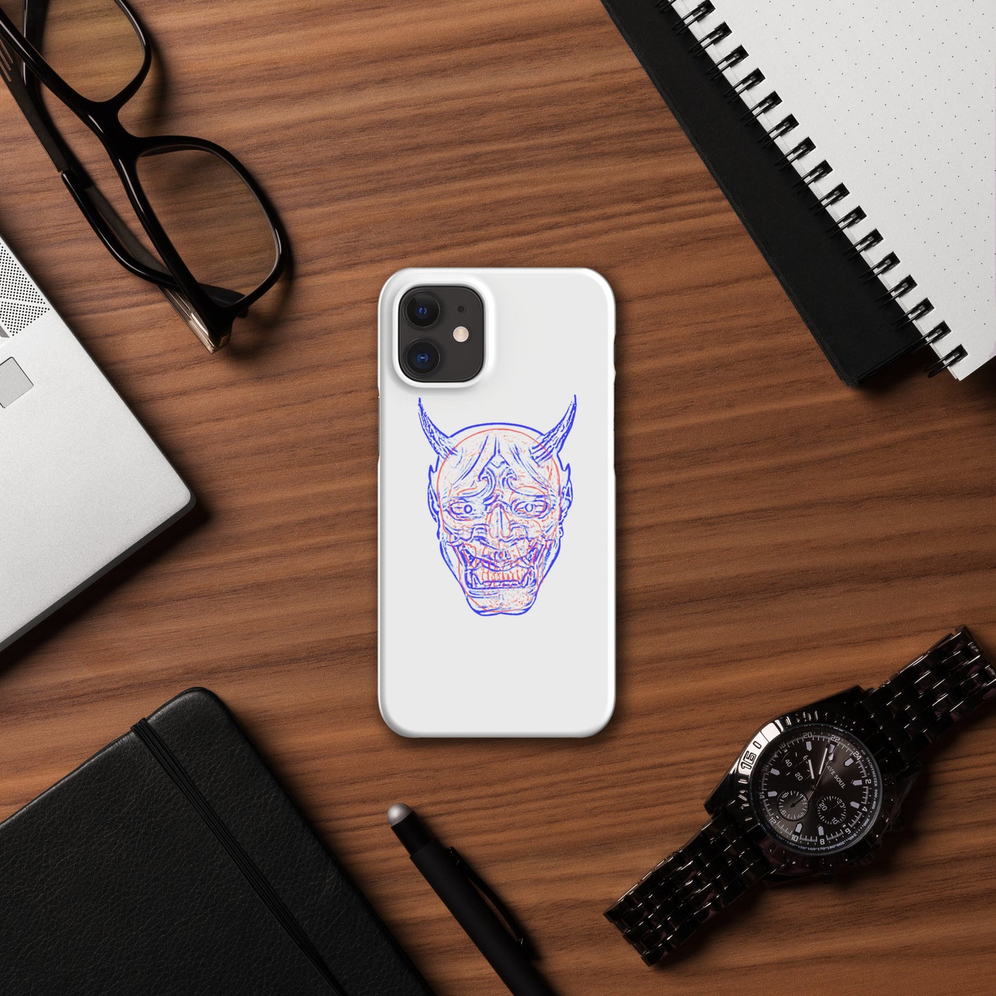 Oni Mask and Skull Phone Case - iPhone