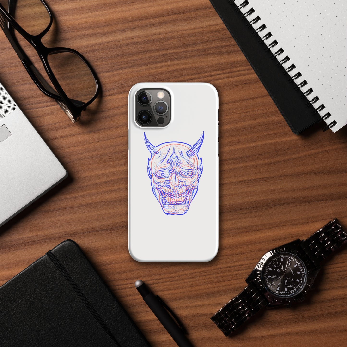 Oni Mask and Skull Phone Case - iPhone