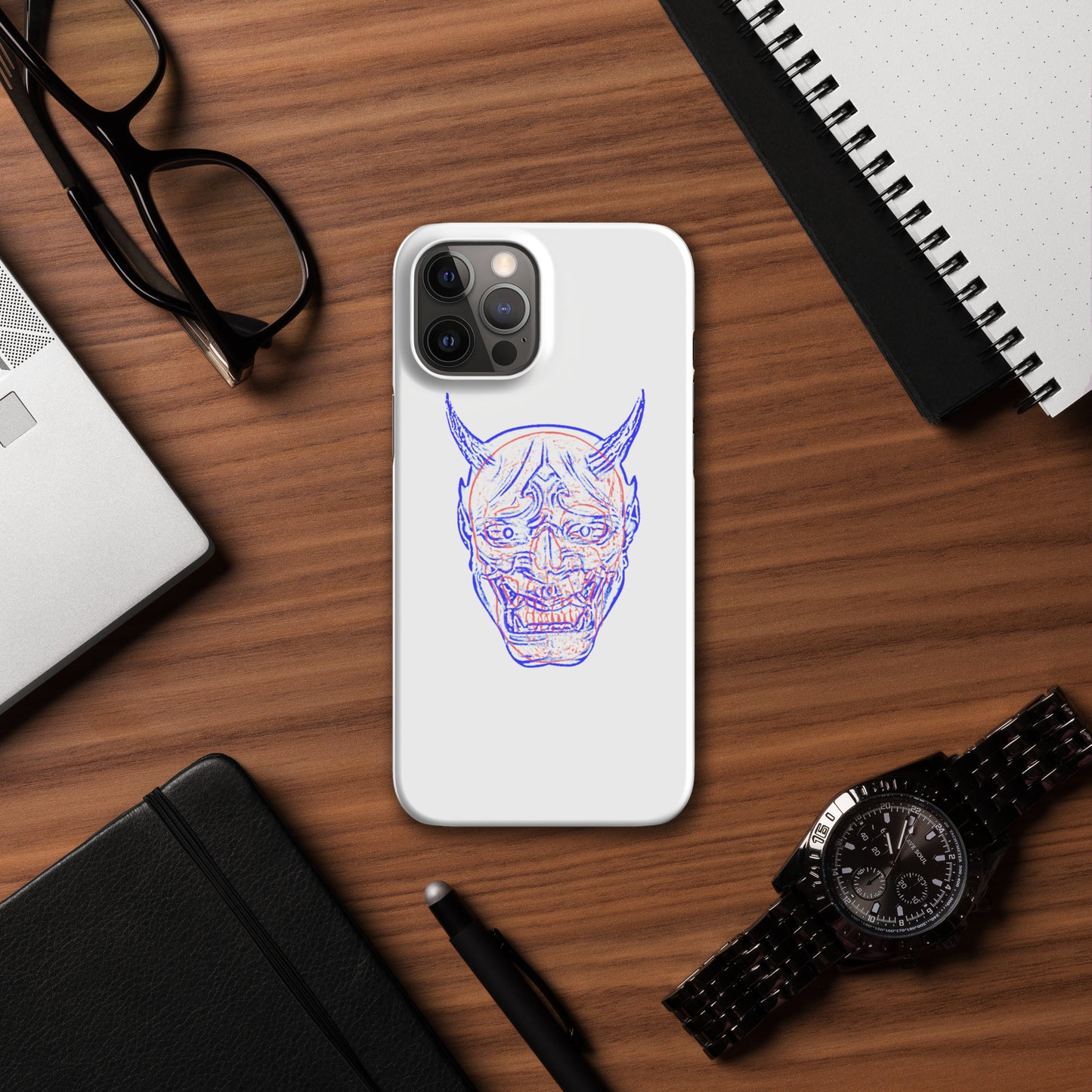 Oni Mask and Skull Phone Case - iPhone