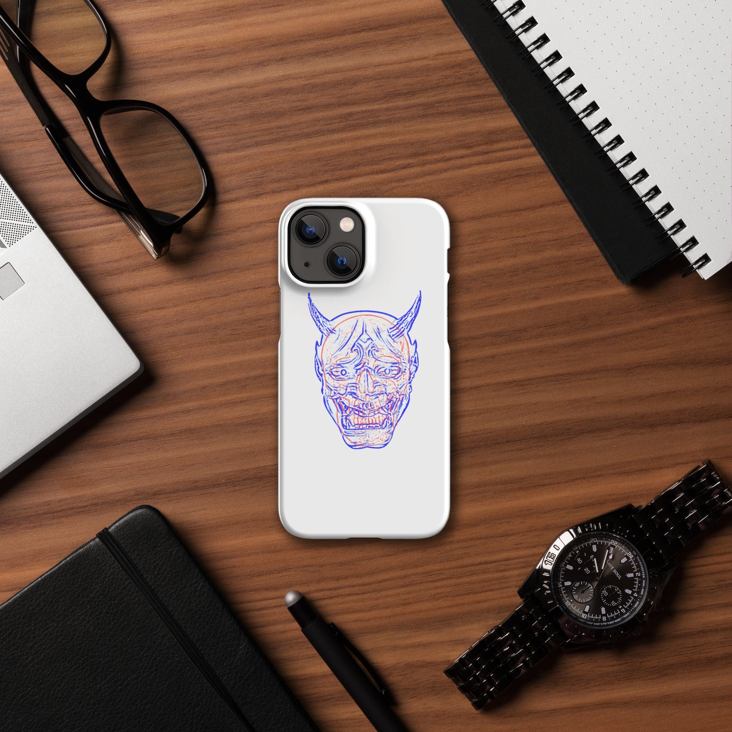 Oni Mask and Skull Phone Case - iPhone