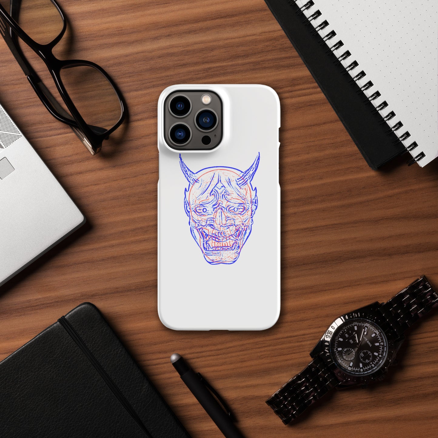 Oni Mask and Skull Phone Case - iPhone