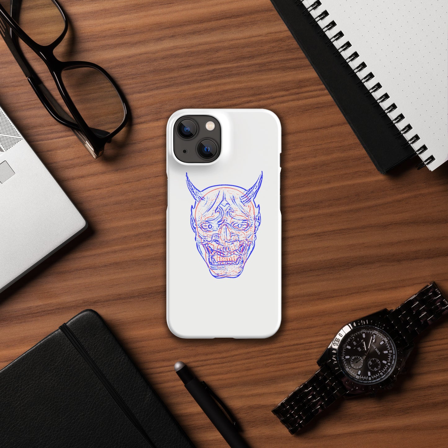 Oni Mask and Skull Phone Case - iPhone