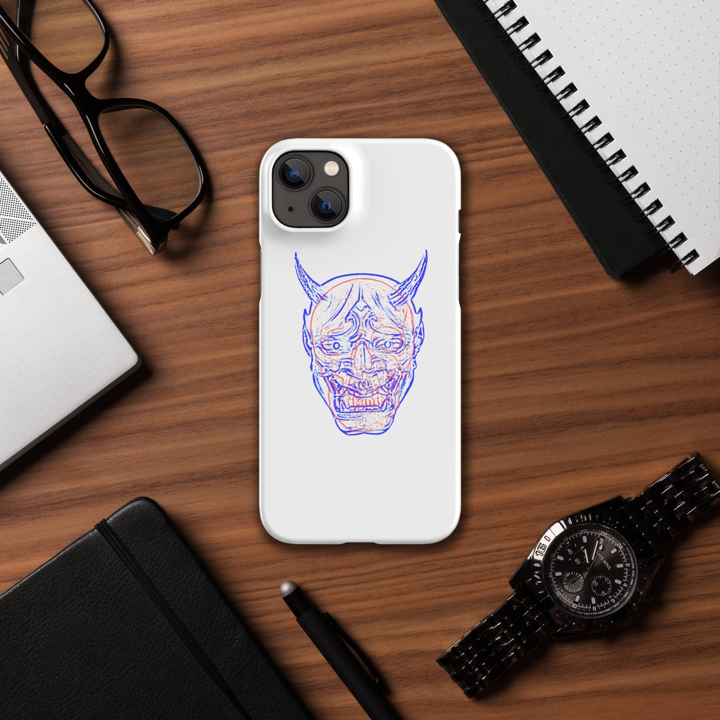 Oni Mask and Skull Phone Case - iPhone