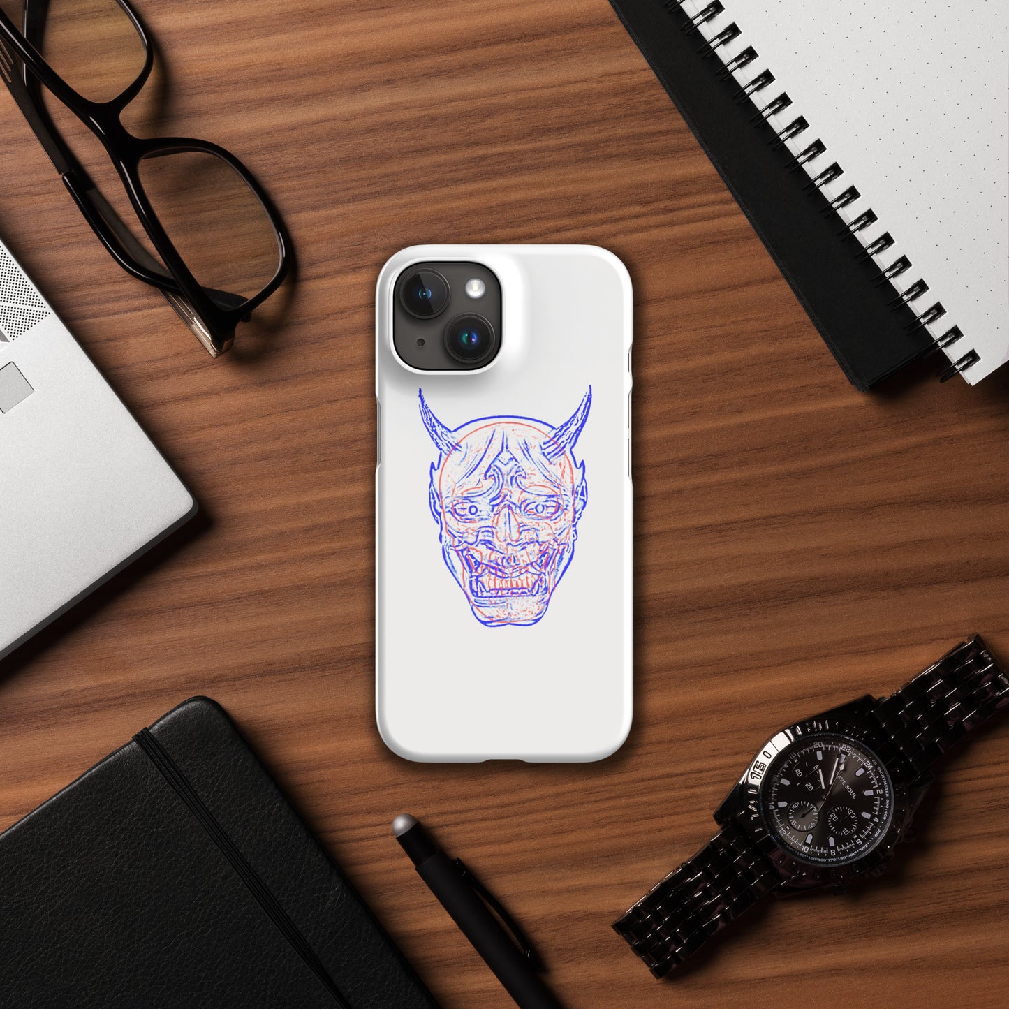 Oni Mask and Skull Phone Case - iPhone