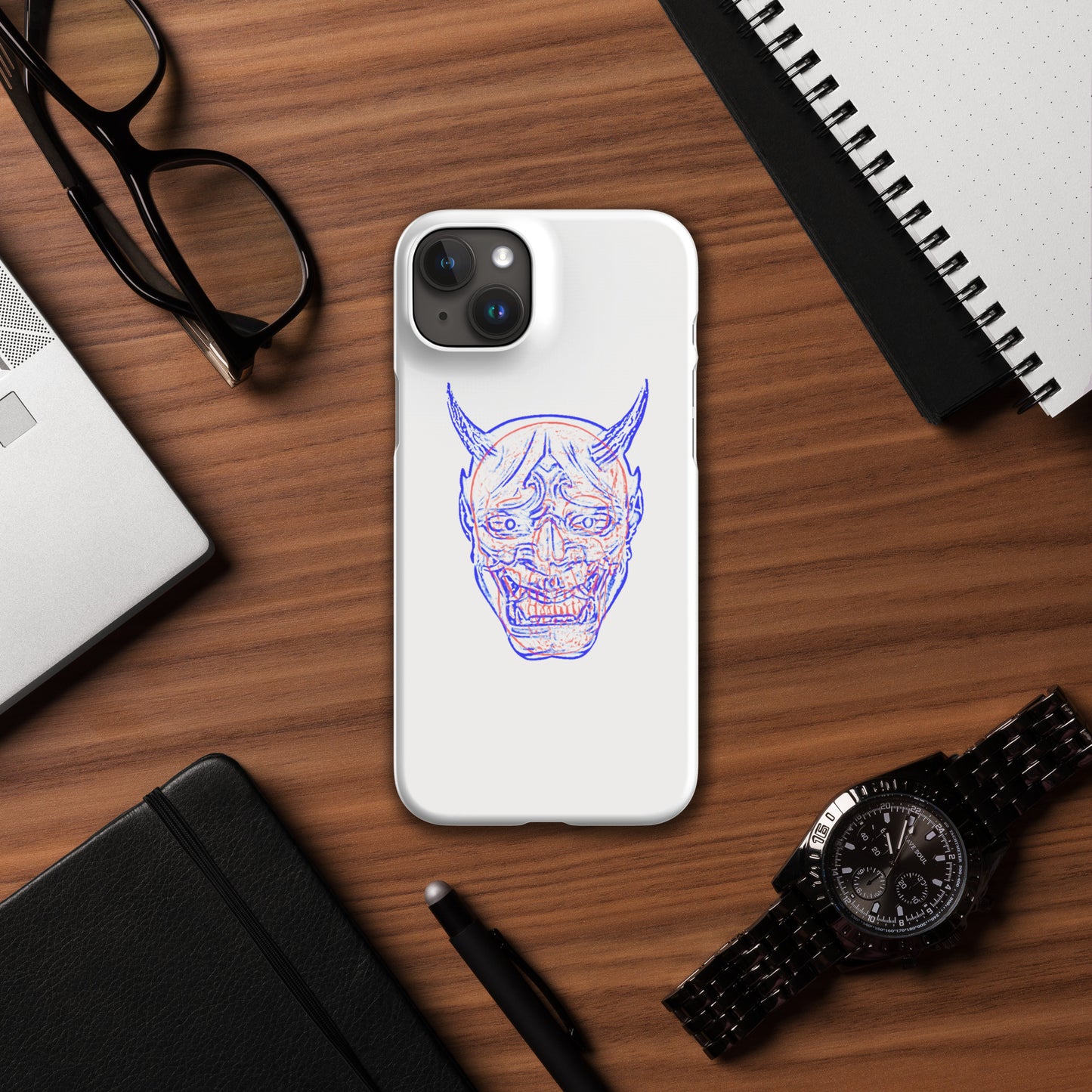 Oni Mask and Skull Phone Case - iPhone