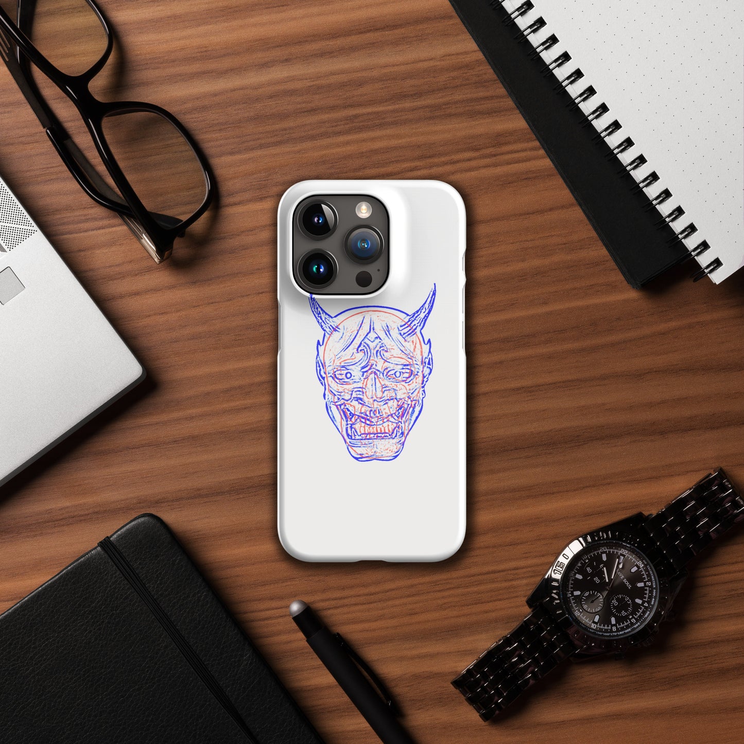 Oni Mask and Skull Phone Case - iPhone